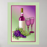Vino y tostada de las uvas posters