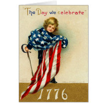 Vintage 1776 - 4to de la tarjeta de julio