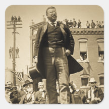 Vintage 1905 de la tarjeta de Teddy Roosevelt Ster Calcomanías Cuadradases
