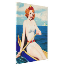 Vintage 1936 que baña Canoeing de la belleza Impresión En Lona