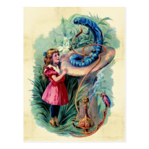 Vintage Alicia en postal del país de las maravilla