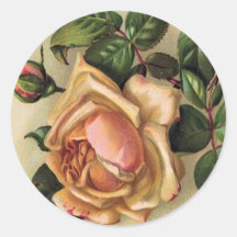 Vintage *Beautiful Roses* Pegatinas Redondas