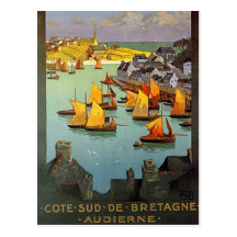 Vintage Bretaña, Audierne, Francia - Postales