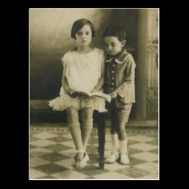 Vintage Brother y hermana tarjetas postales