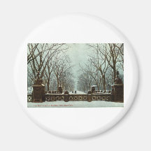 Vintage c1910 del Central Park NY del invierno Iman De Nevera
