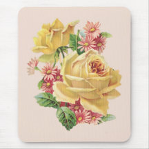 Vintage color de rosa elegante Mousepad del ramo Alfombrilla De Ratón