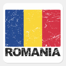 Vintage de la bandera de Rumania Calcomanía Cuadrada