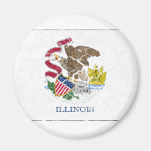 Vintage de la bandera del estado de Illinois Imanes De Nevera