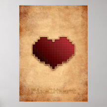 Vintage del corazón del pixel poster