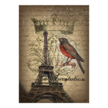 vintage elegante de París de la torre Eiffel del p Comunicado Personalizado