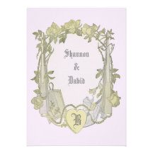 Vintage elegante del rosa amarillo que casa Chuppa Invitaciones Personalizada