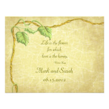 Vintage envejecido RSVP de la vid que entrelaza Invitación Personalizada