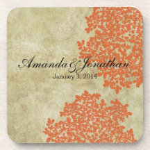 Vintage floral anaranjado posavaso