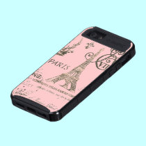 vintage floral rosado de moda de la torre Eiffel d funda skinit