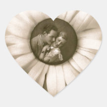 Vintage Flower Love Herzaufkleber
