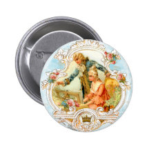Vintage francés de los pares románticos enmarcado pin