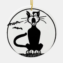Vintage Halloween retro que grita el gato negro Ornamente De Reyes