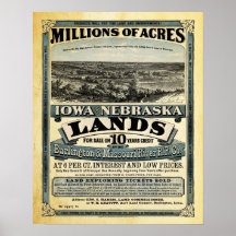 Vintage Iowa e impresión de la venta de la tierra  Impresiones