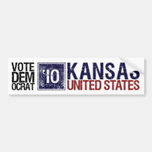 Vintage Kansas de Demócrata del voto en 2010 - Etiqueta De Parachoque