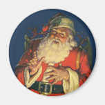 Vintage Papá Noel con los juguetes el Nochebuena Imán