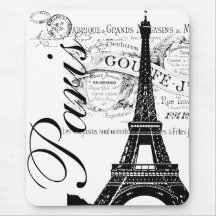 Vintage París y etiqueta de la torre Eiffel Tapete De Raton