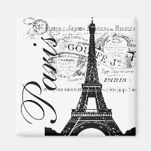 Vintage París y etiqueta de la torre Eiffel Imán De Frigorífico