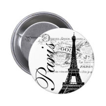 Vintage París y etiqueta de la torre Eiffel Pin