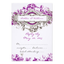 Vintage púrpura RSVP que se casa floral de la lila Invitaciones Personalizada