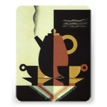 Vintage que cuece el pote del café al vapor con la invitación personalizada