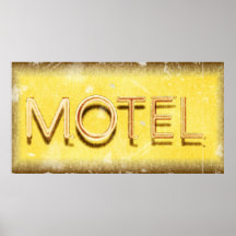 vintage que mira la muestra del motel poster