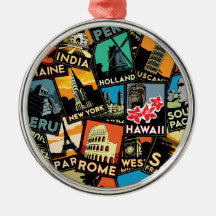Vintage retro Europa Asia los E.E.U.U. de los post Ornaments Para Arbol De Navidad