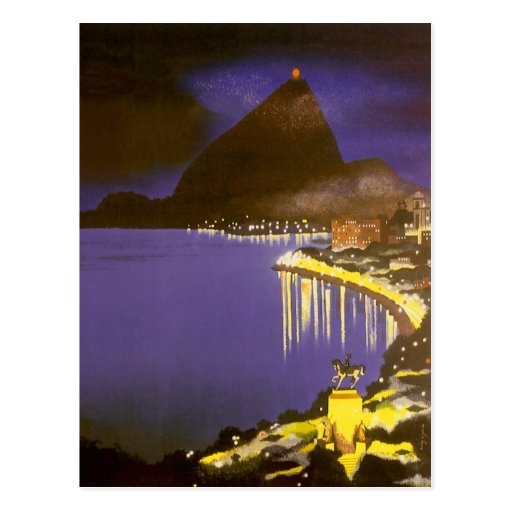 Vintage Río de Janeiro en la noche Postal