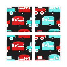 Vintage rojo retro rv de la turquesa del remolque  lona envuelta para galerias