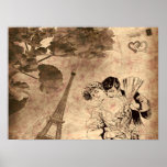 Vintage romántico de París Poster