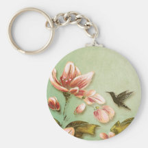 Vintage rosado de las azaleas en la niebla verde llaveros