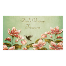 Vintage rosado de las azaleas en la niebla verde r tarjetas de negocios