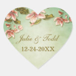 Vintage rosado de las azaleas en reserva verde de  calcomania corazon personalizadas