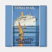 Vintage Royal Mail: La Atlántida cruza " Iman Para Frigorífico