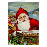 Vintage Santa en tejado Felicitacion
