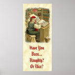 Vintage Santa que comprueba su libro CH407 Poster