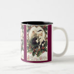 Vintage Santa y acebo. Tazas