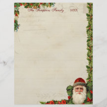 Vintage Santa y letra del navidad de la baya del a Tarjetón