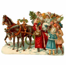 Vintage Santa y ornamento traído por caballo del t esculturas fotograficas