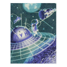 Vintage Sci Fi - viaje espacial/UFO Tarjetas Postales