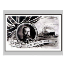 Vintage su majestad nuestro rey del marinero postal
