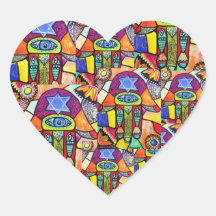 Vintage Tapastry Hamsa Pegatina De Corazon Personalizadas