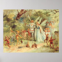 Vintage Thumbelina y príncipe Wedding en bosque Posters