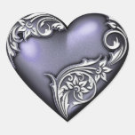 Violeta de la voluta del corazón calcomanías corazones