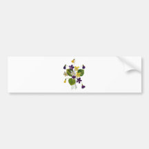 Violetas blancas, amarillas y púrpuras bordadas pegatina de parachoque