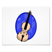 Violín con el fondo de las notas azules impresion fotografica